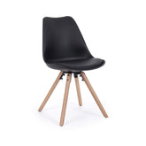 Scaun dining negru din piele sintetica si lemn New trend Bizzotto